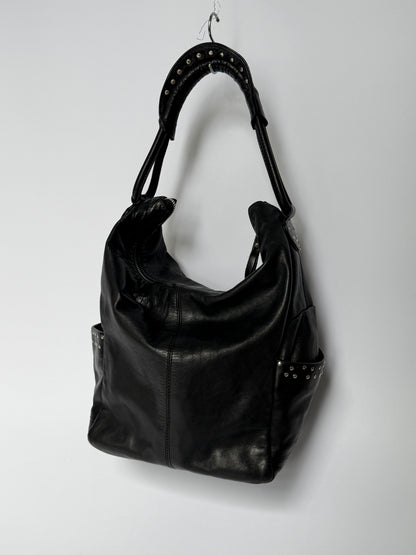 Made in Italy Studded Leather Hobo Bag