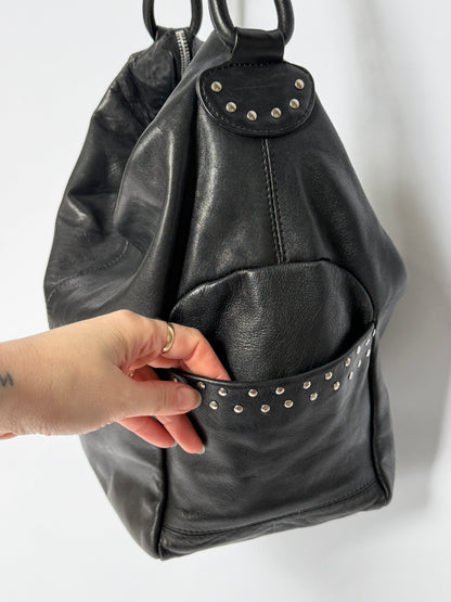 Made in Italy Studded Leather Hobo Bag