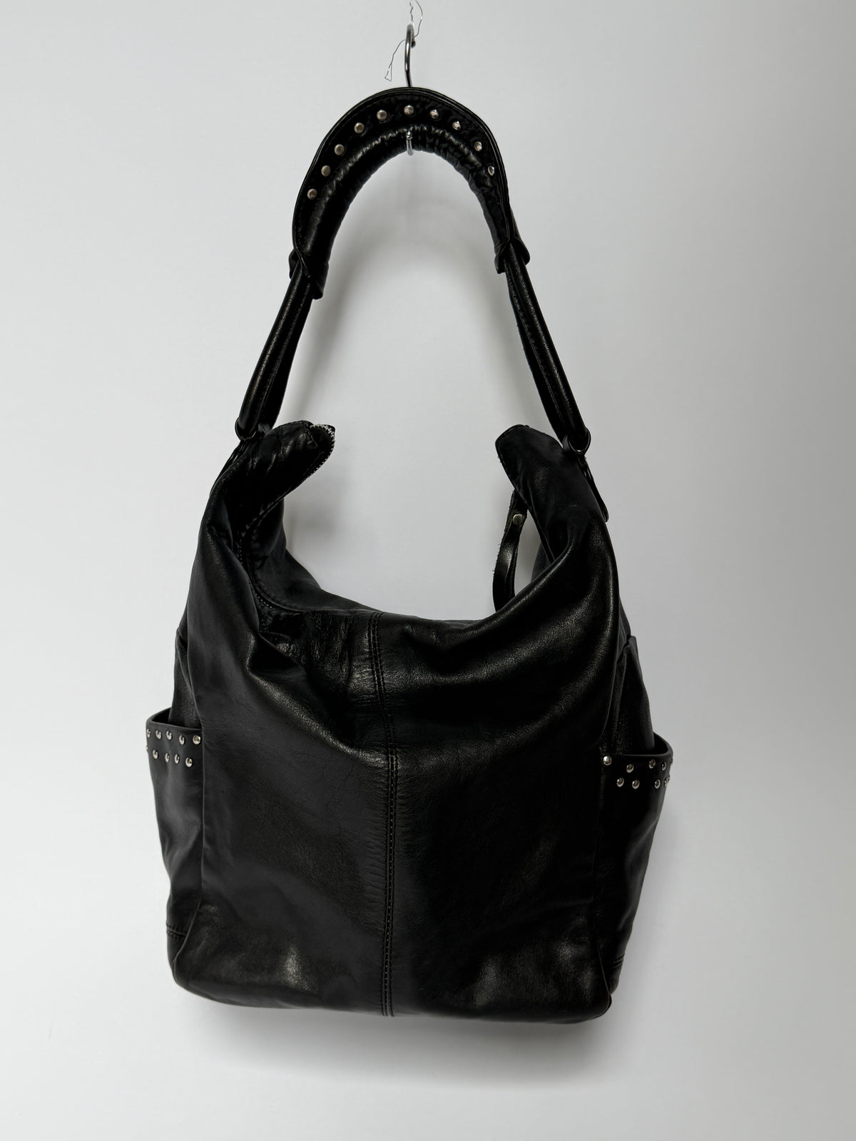 Made in Italy Studded Leather Hobo Bag