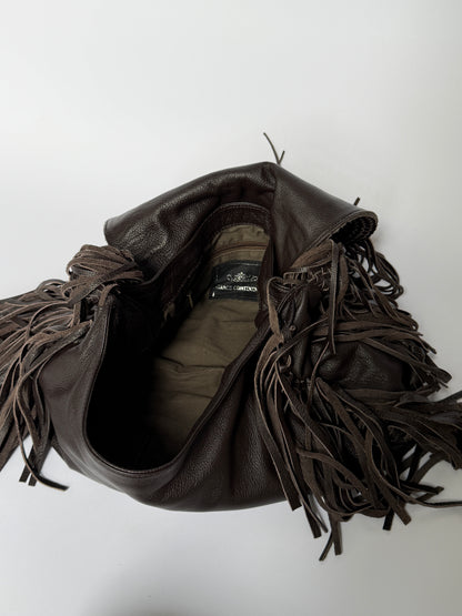 Fringe Leather Hobo Bag