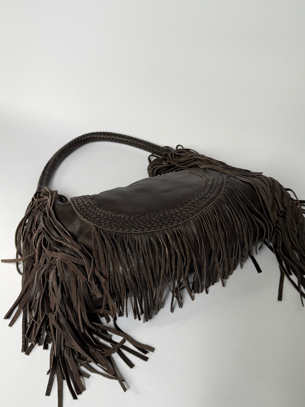Fringe Leather Hobo Bag