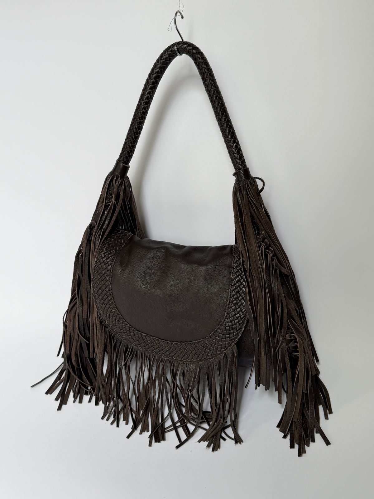 Fringe Leather Hobo Bag