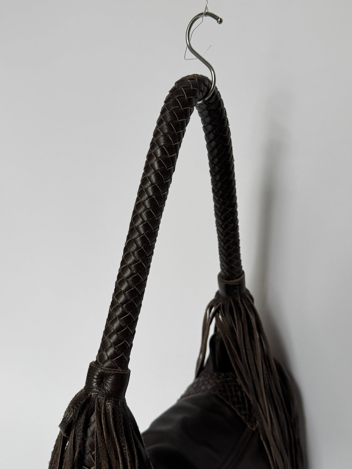 Fringe Leather Hobo Bag