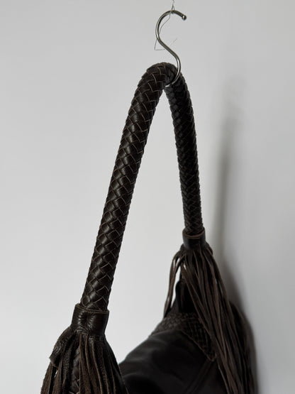 Fringe Leather Hobo Bag