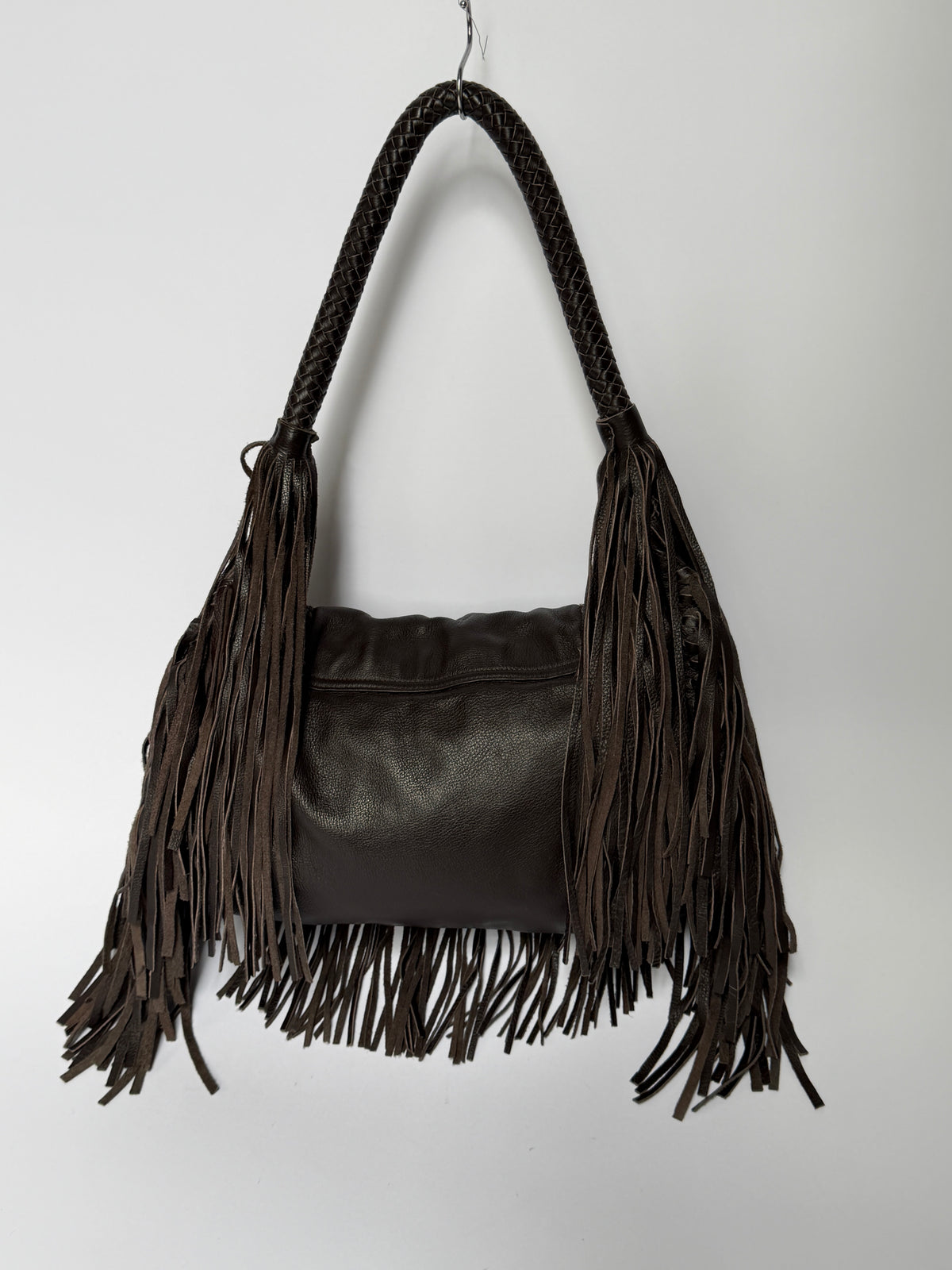 Fringe Leather Hobo Bag