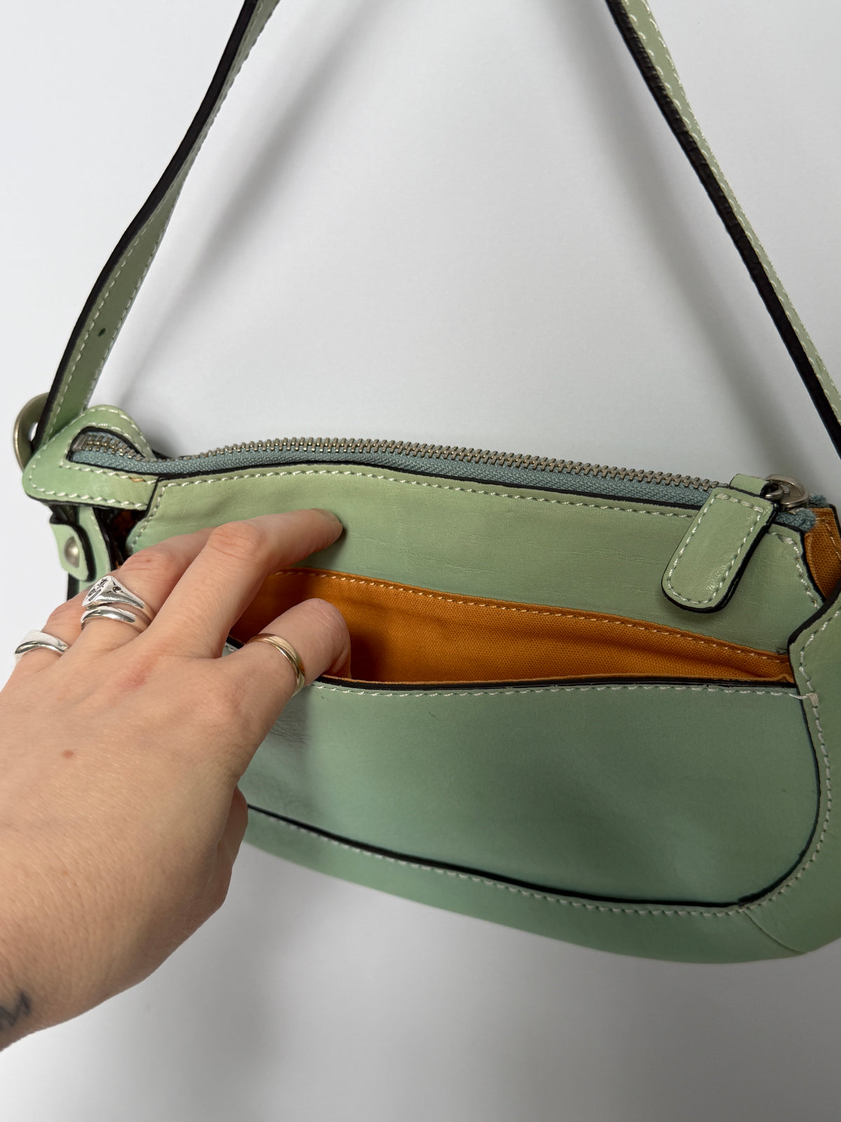 Sazaby Mint Green Leather Shoulder Bag