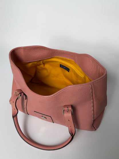 Dusty Pink Leather Buckle Tote Bag