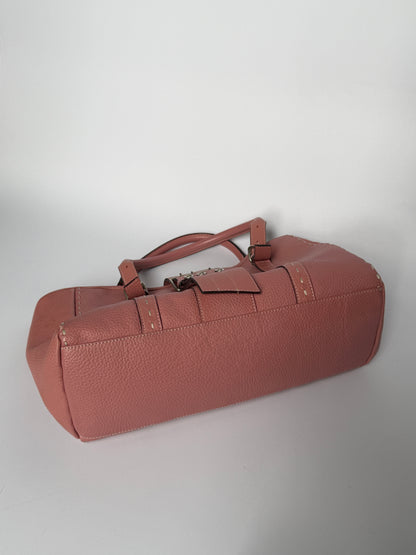 Dusty Pink Leather Buckle Tote Bag