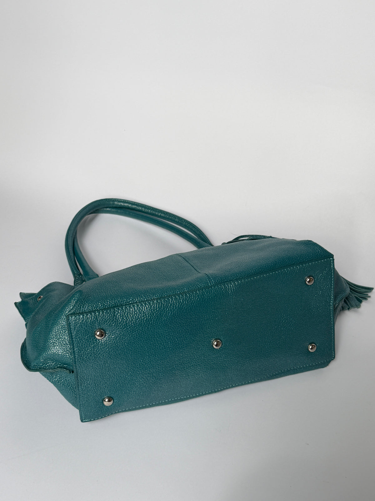 Piumelli Milano Metallic Teal Leather Tote Bag