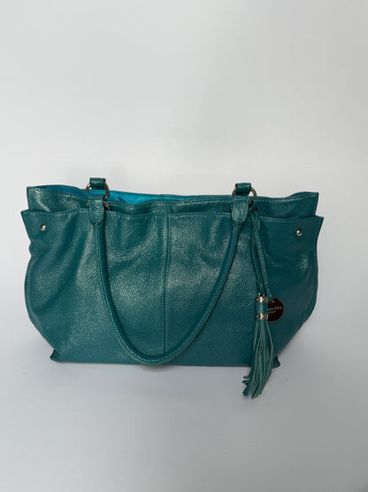 Piumelli Milano Metallic Teal Leather Tote Bag