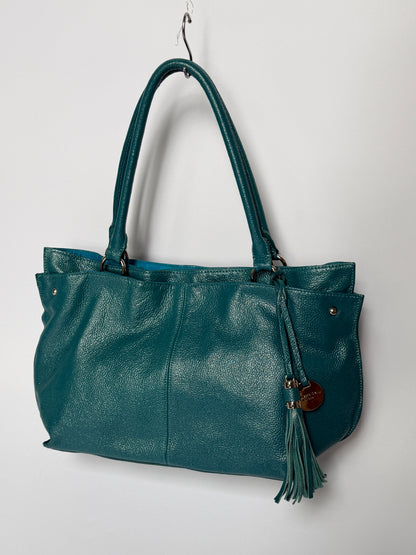 Piumelli Milano Metallic Teal Leather Tote Bag
