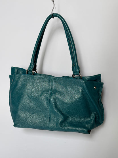 Piumelli Milano Metallic Teal Leather Tote Bag