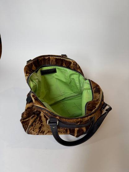Vintage Jacques Le Corre giraffe print pony hair duffle bag — view 3