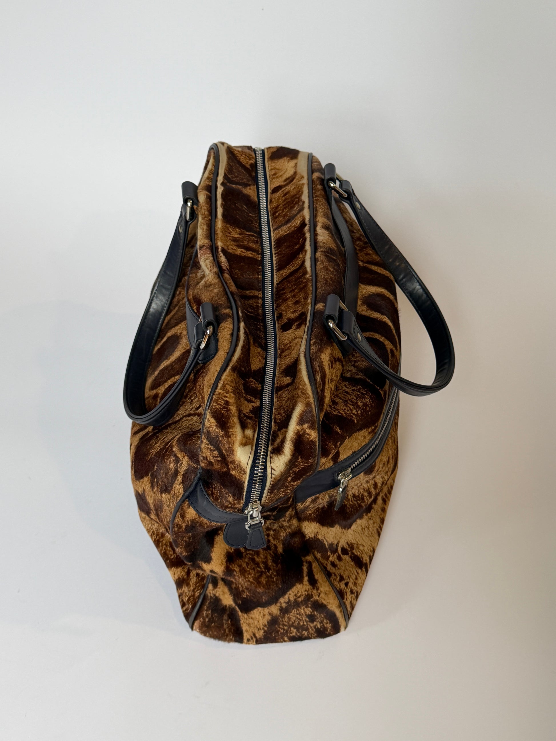 Vintage Jacques Le Corre giraffe print pony hair duffle bag — view 4