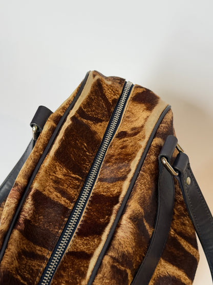 Vintage Jacques Le Corre giraffe print pony hair duffle bag — view 10