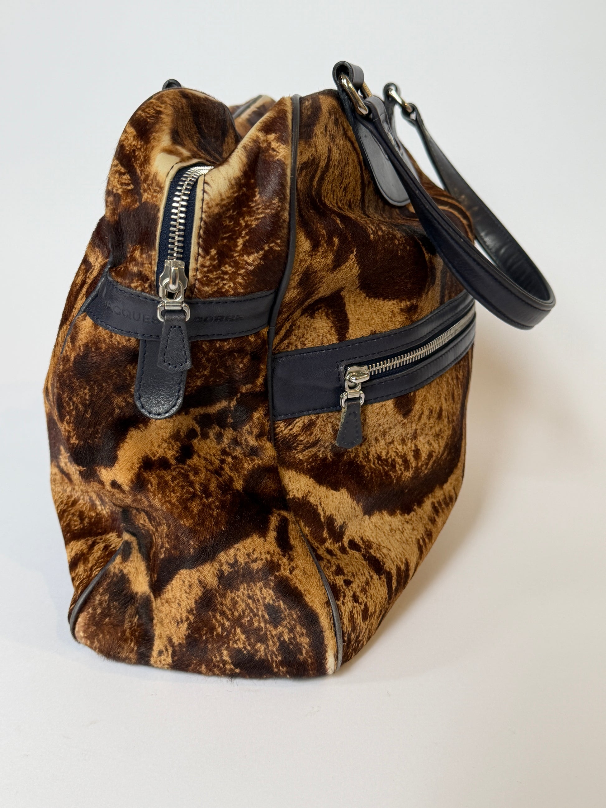 Vintage Jacques Le Corre giraffe print pony hair duffle bag — view 11