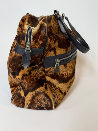 Vintage Jacques Le Corre giraffe print pony hair duffle bag — view 11