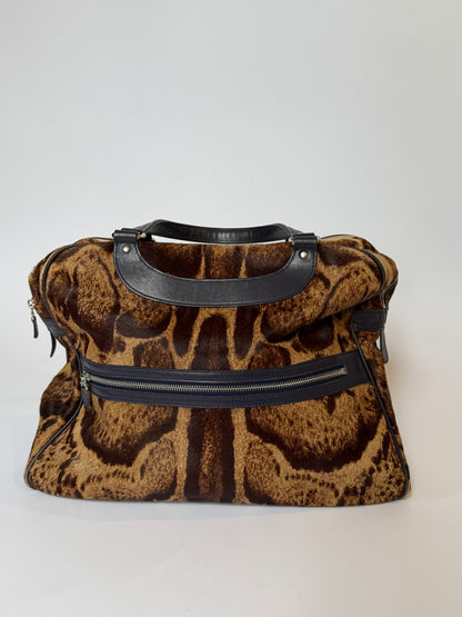 Vintage Jacques Le Corre giraffe print pony hair duffle bag — view 2