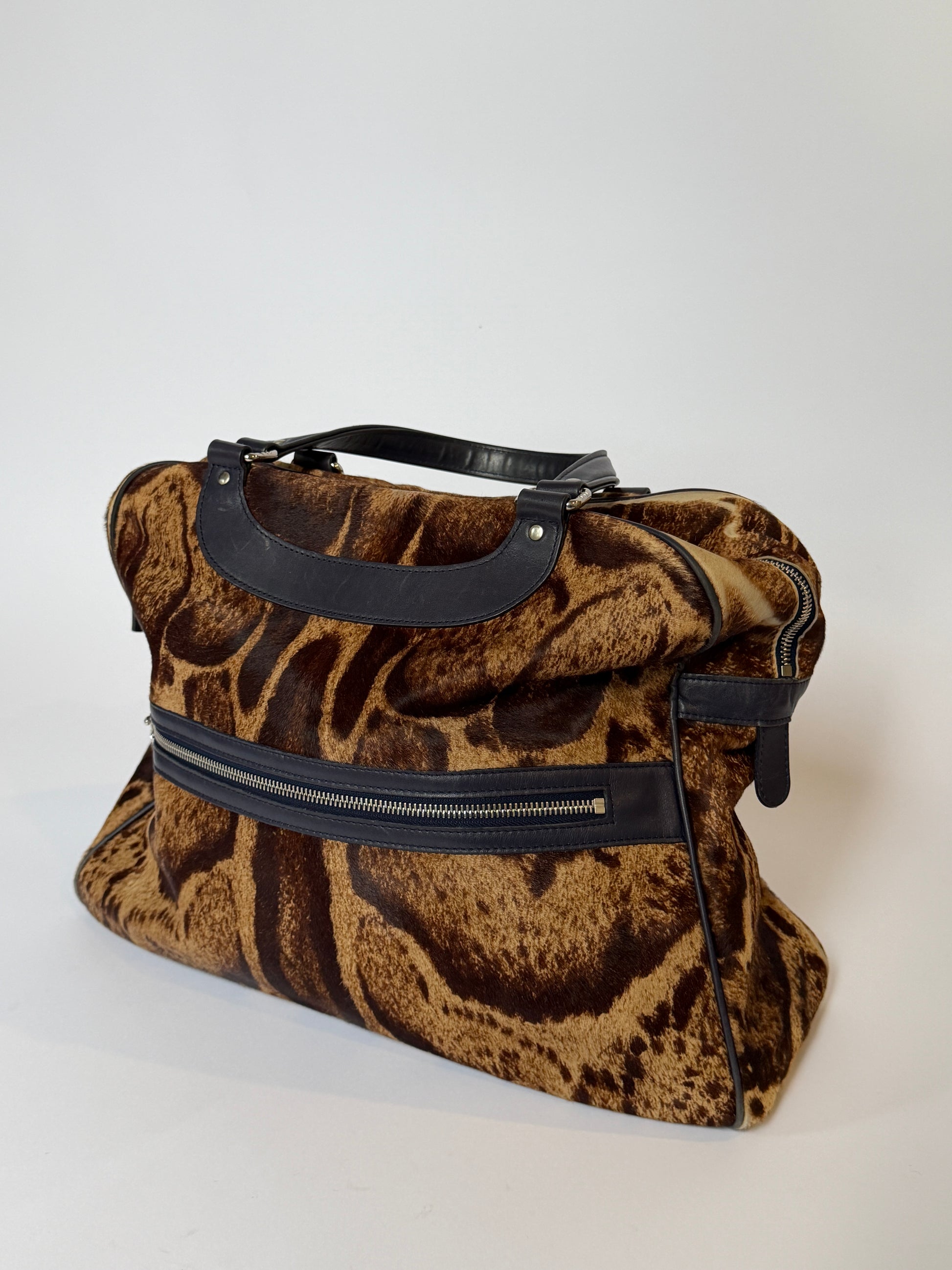 Vintage Jacques Le Corre giraffe print pony hair duffle bag — view 12