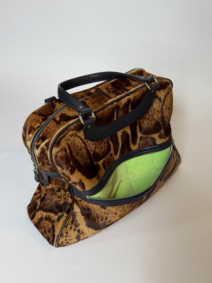 Vintage Jacques Le Corre giraffe print pony hair duffle bag — view 8