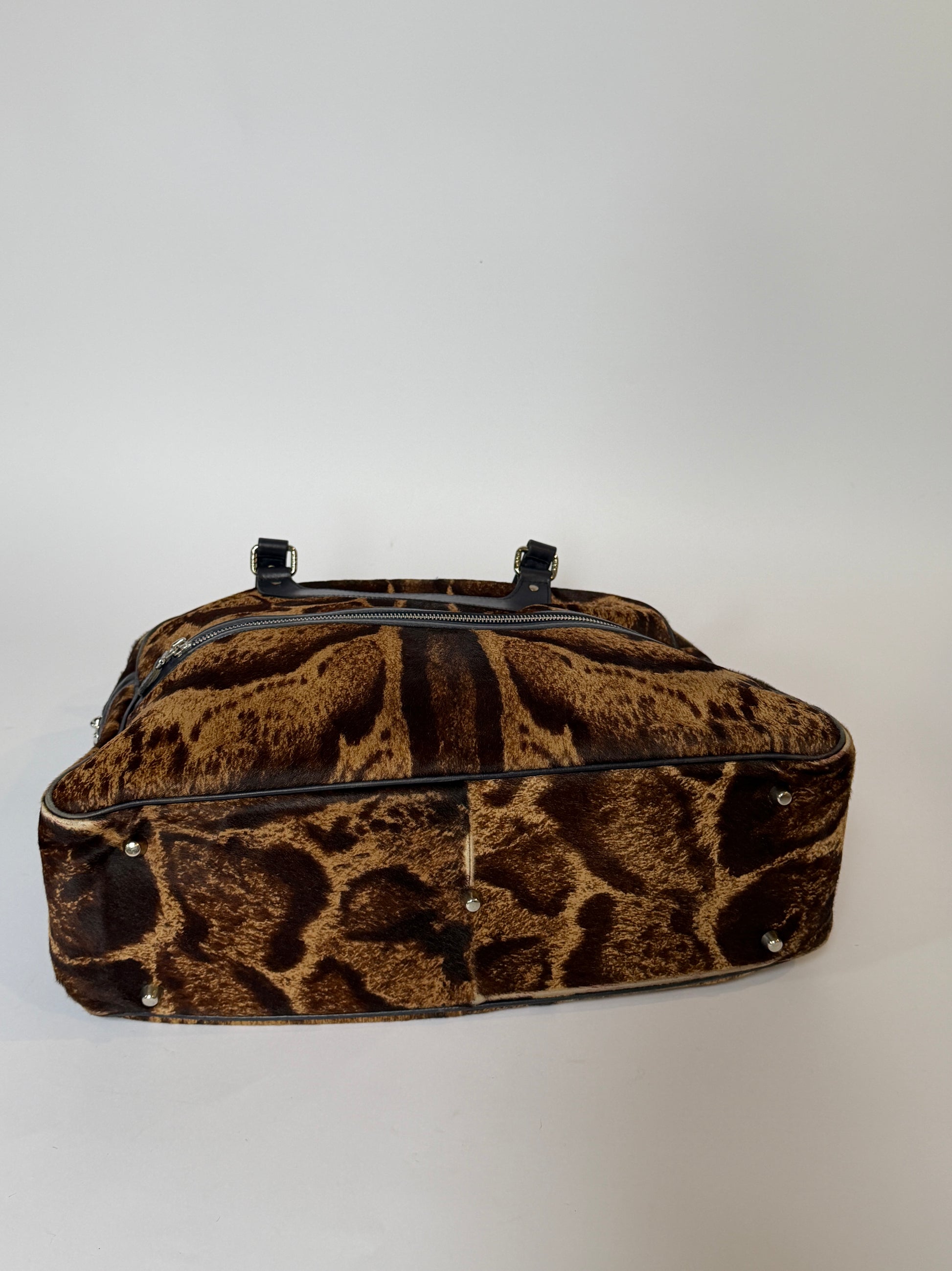 Vintage Jacques Le Corre giraffe print pony hair duffle bag — view 7