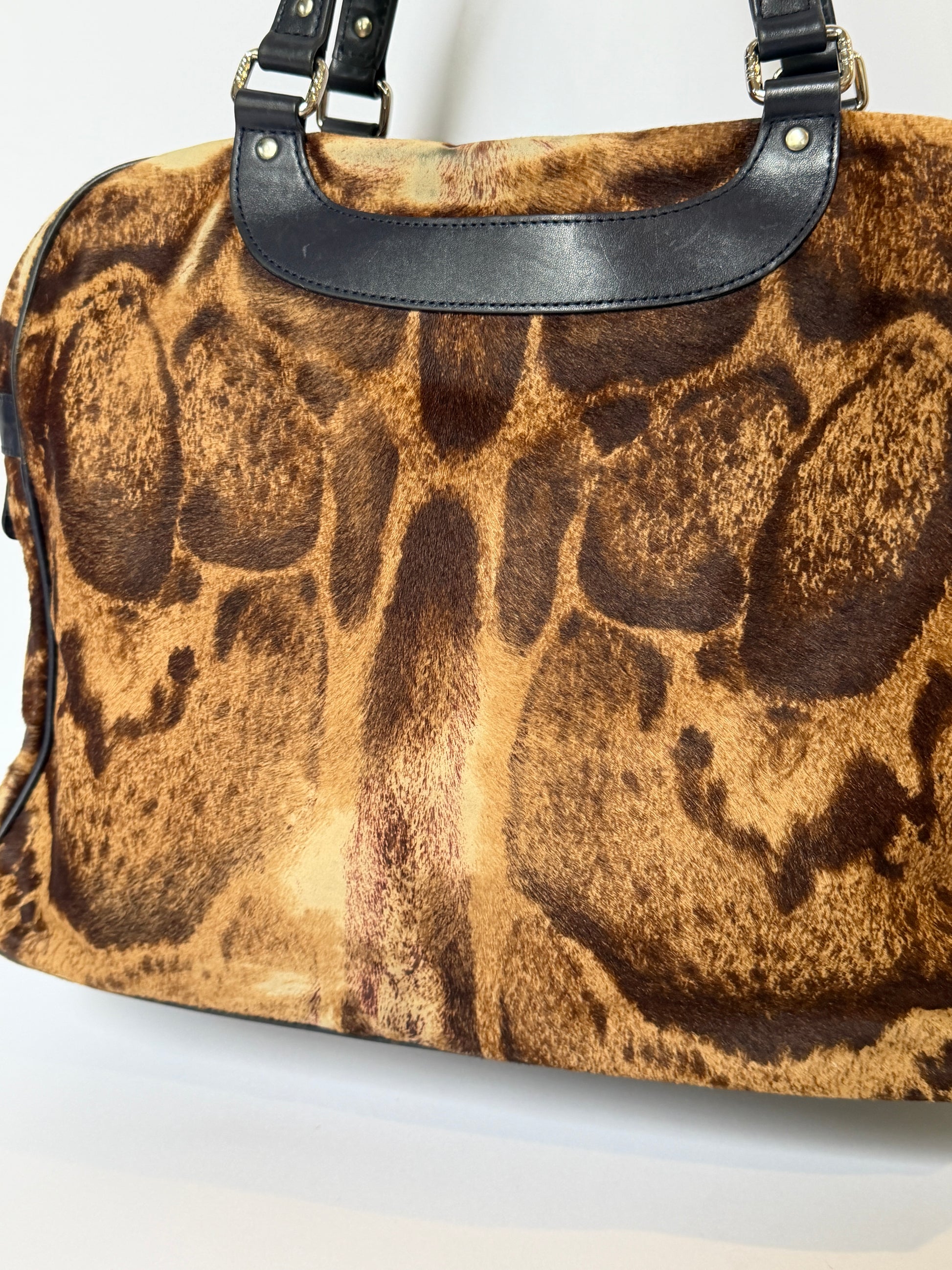Vintage Jacques Le Corre giraffe print pony hair duffle bag — view 14