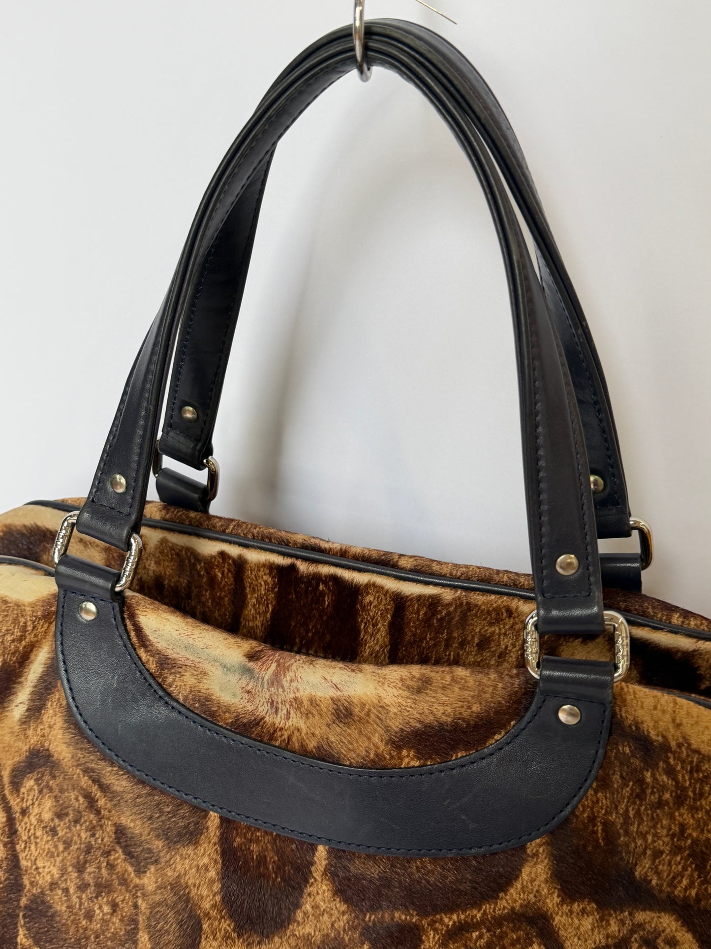 Vintage Jacques Le Corre giraffe print pony hair duffle bag — view 15