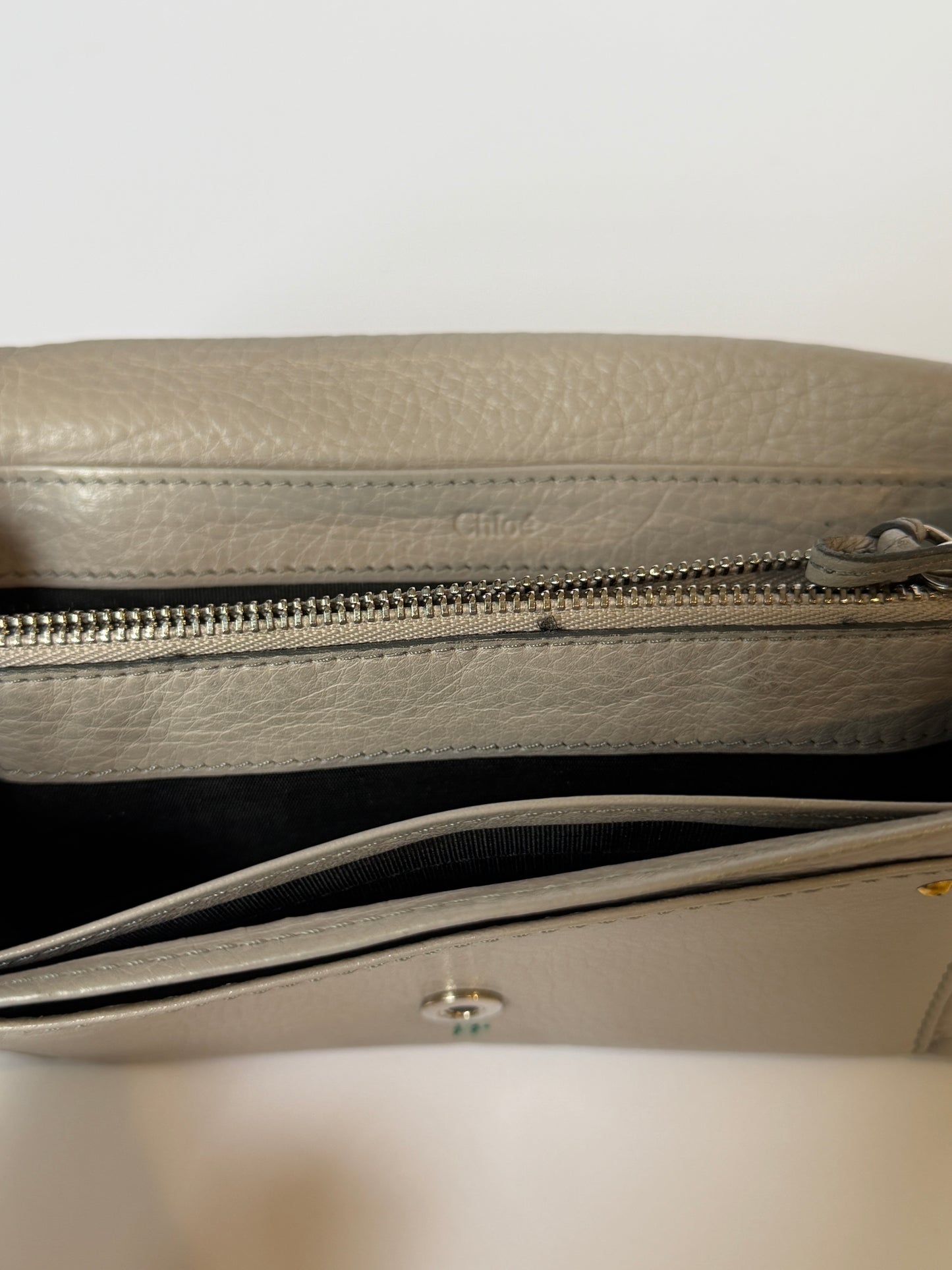 Vintage Chloé Paddington grey iridescent leather zip wallet with padlock detail — view 8