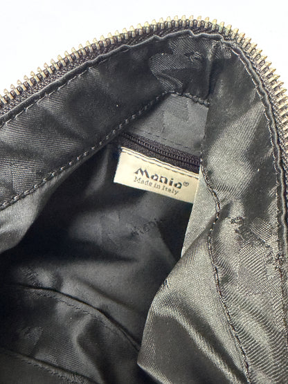 Vintage Monio black Italian leather shoulder bag with contrast stitching — view 6