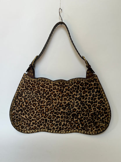 Tango Studded Leopard Pony Hair Shoulder Bag