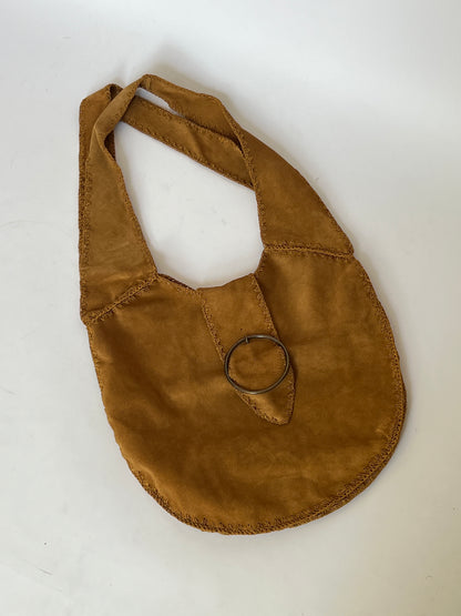 Facondini Tobacco Suede Hobo Bag with Buckle