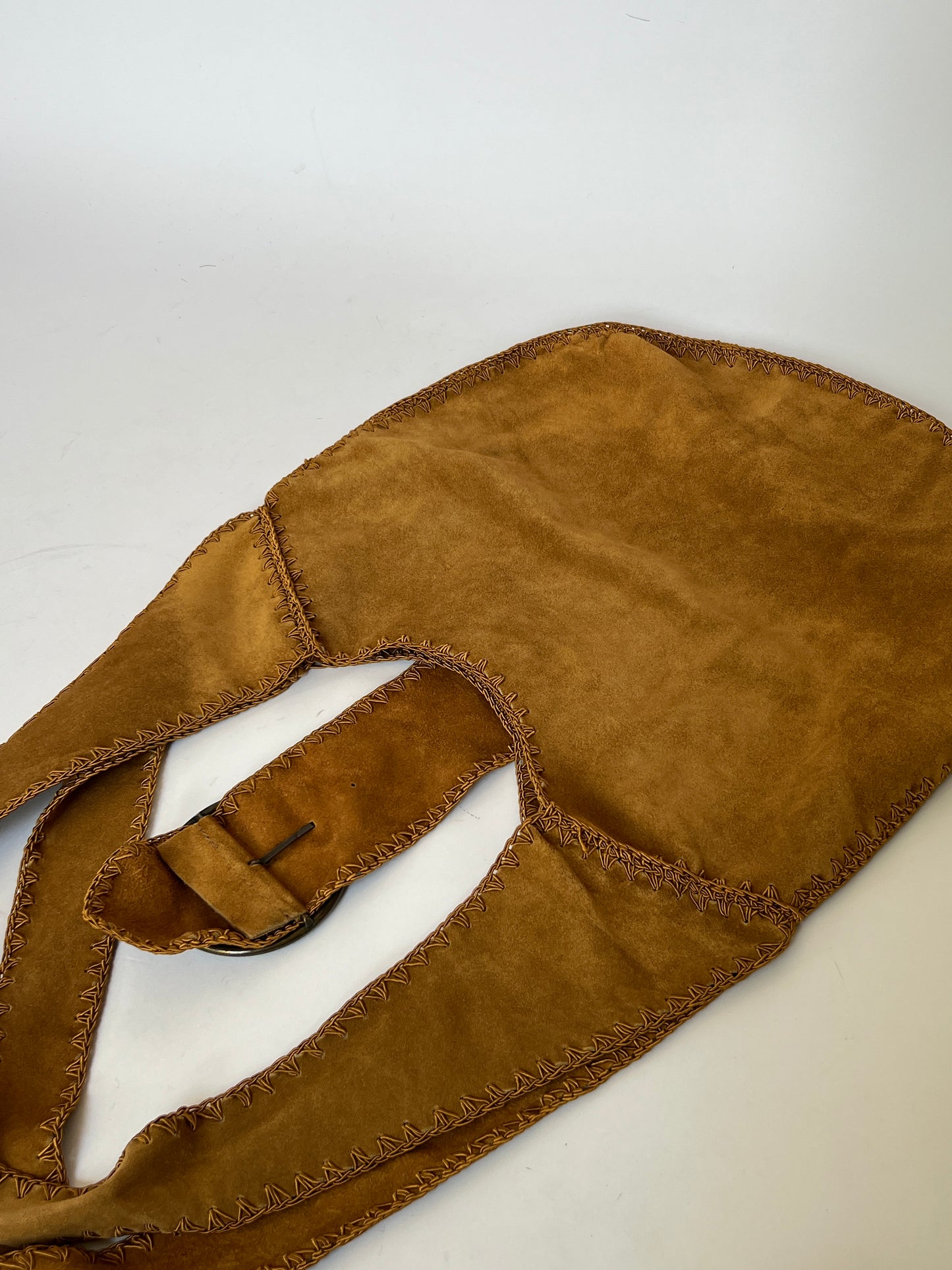 Facondini Tobacco Suede Hobo Bag with Buckle