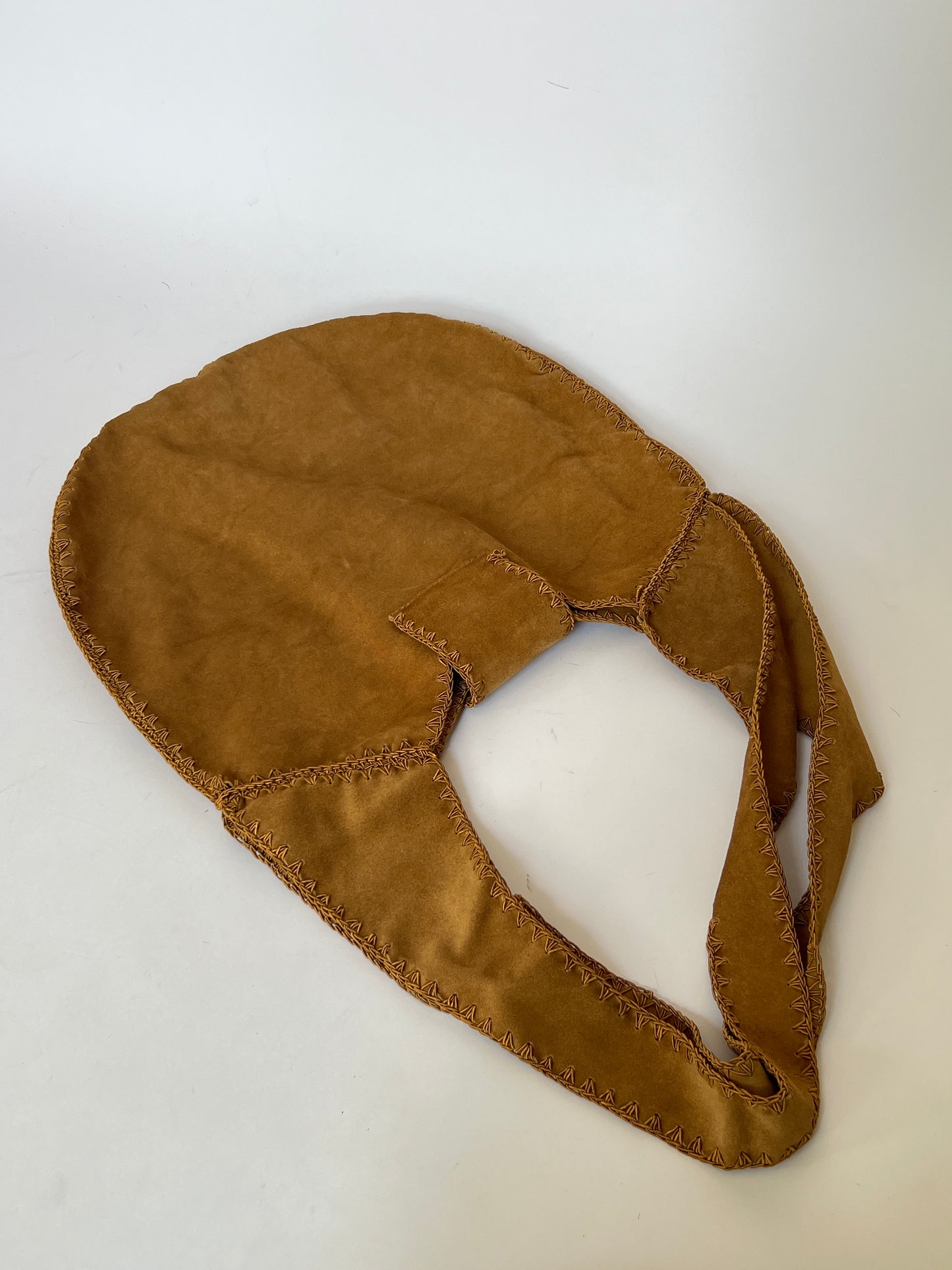 Facondini Tobacco Suede Hobo Bag with Buckle