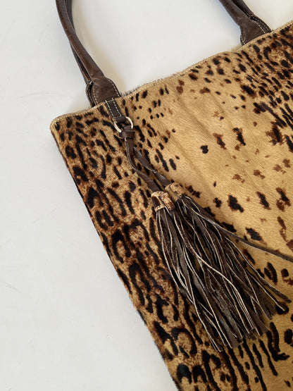 Massimo Dutti Pony Hair Leopard Tote
