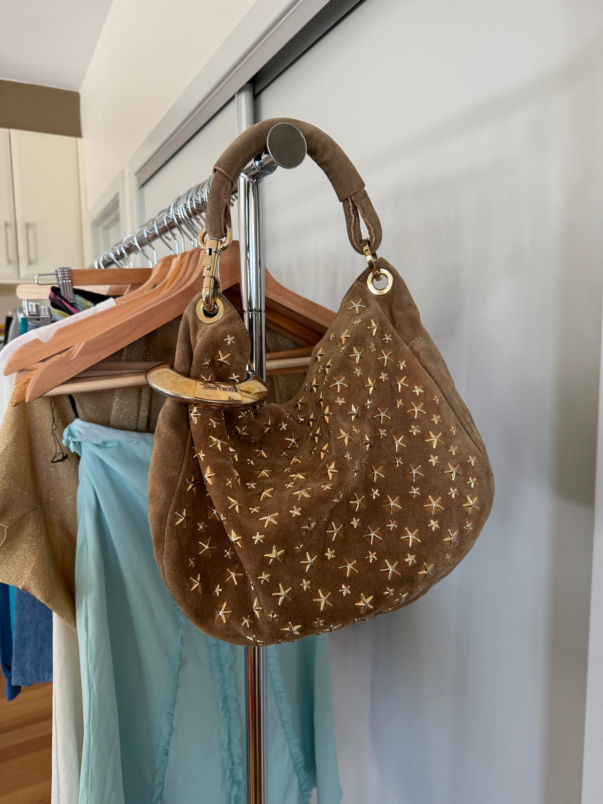 Jimmy Choo Sky Suede Bangle Hobo Bag