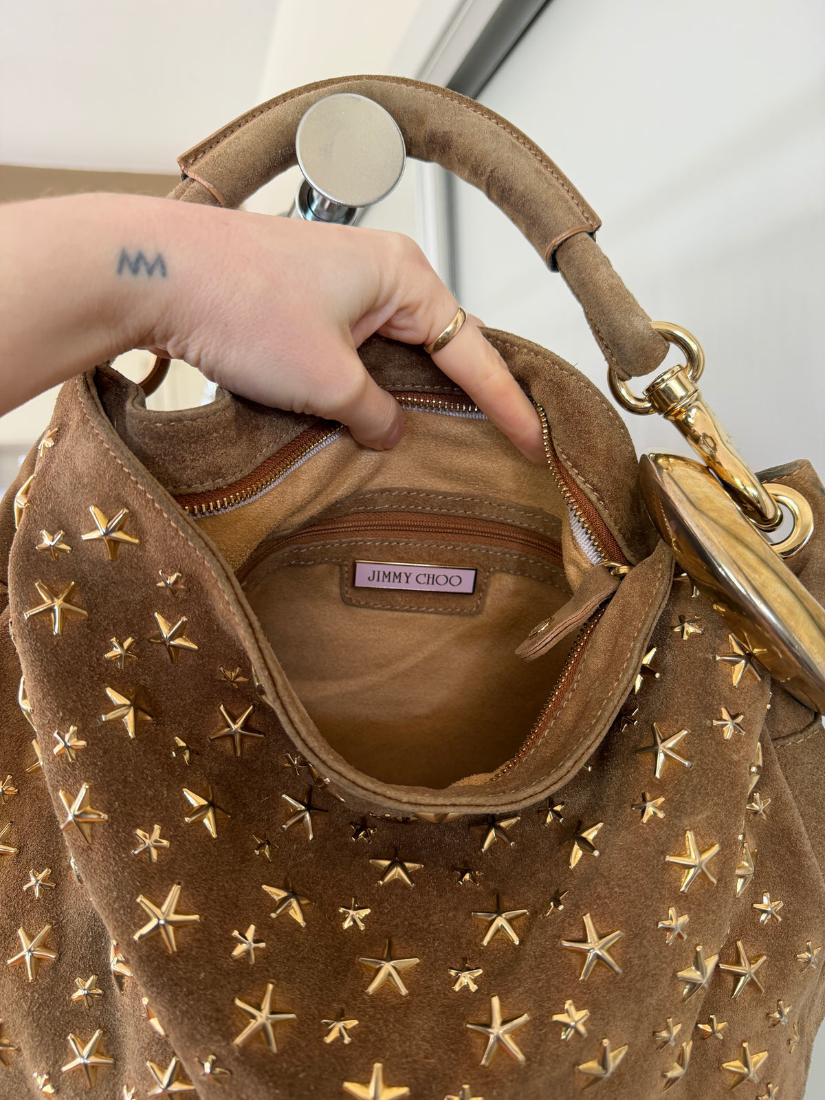 Jimmy Choo Sky Suede Bangle Hobo Bag