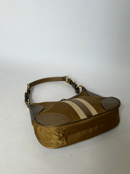 Prada Tessuto Sport Gold Stripe Shoulder Bag – Early 2000s