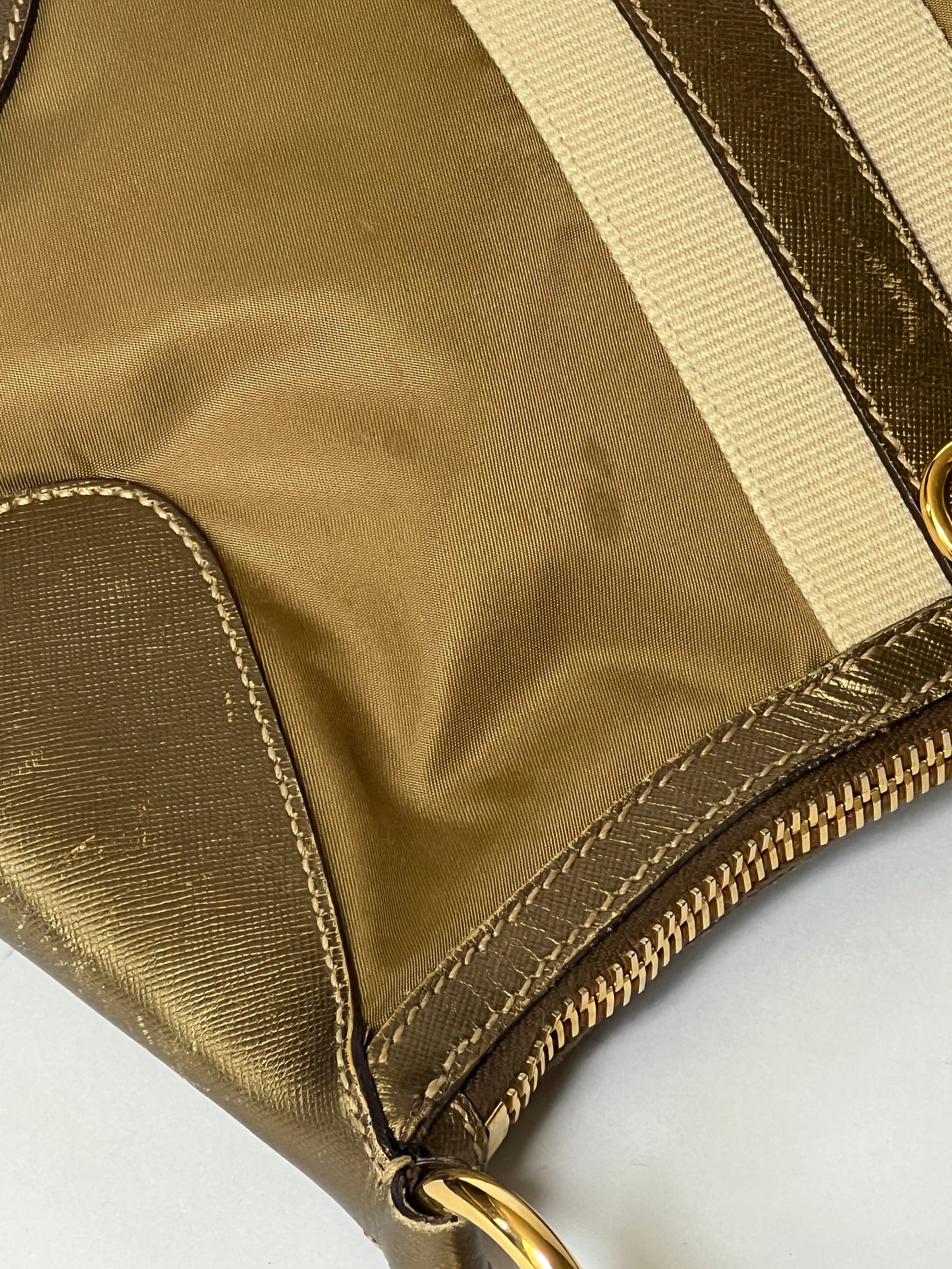 Prada Tessuto Sport Gold Stripe Shoulder Bag – Early 2000s