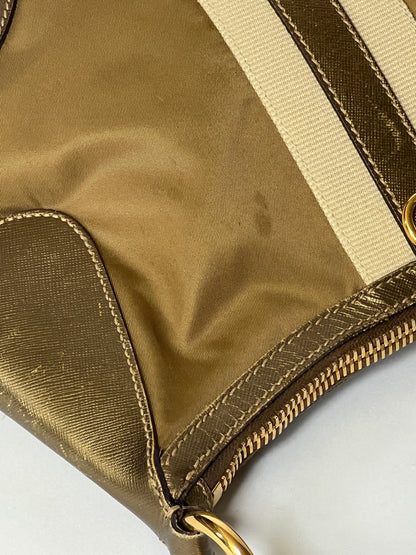Prada Tessuto Sport Gold Stripe Shoulder Bag – Early 2000s