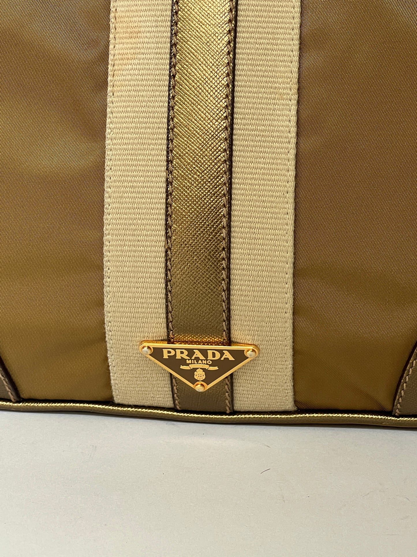 Prada Tessuto Sport Gold Stripe Shoulder Bag – Early 2000s
