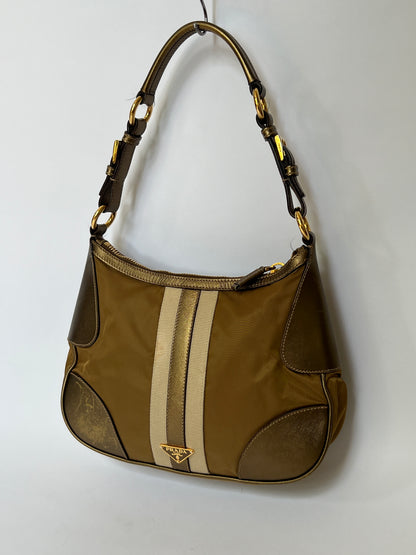 Prada Tessuto Sport Gold Stripe Shoulder Bag – Early 2000s
