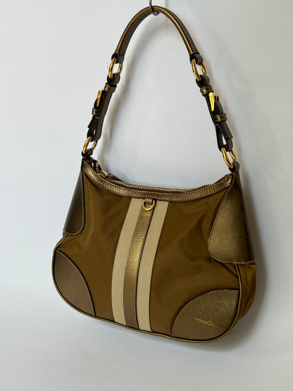 Prada Tessuto Sport Gold Stripe Shoulder Bag – Early 2000s