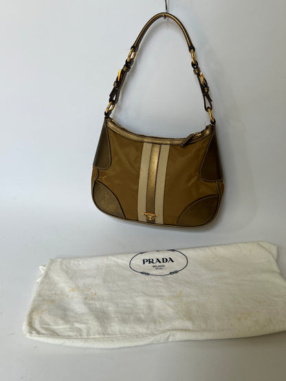 Prada Tessuto Sport Gold Stripe Shoulder Bag – Early 2000s