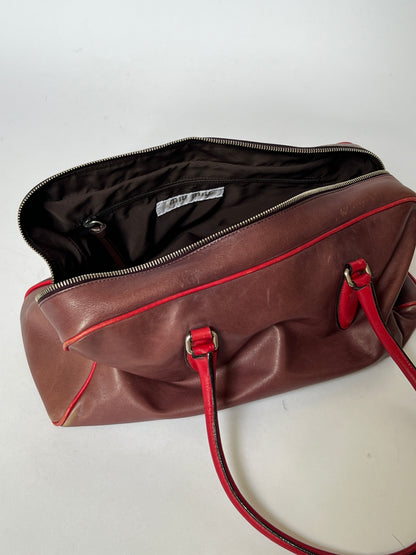 Miu Miu Leather Shoulder Bag with Red Contrast Handles