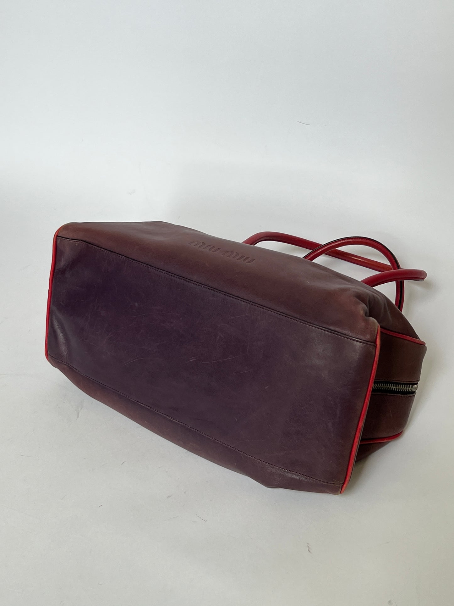 Miu Miu Leather Shoulder Bag with Red Contrast Handles