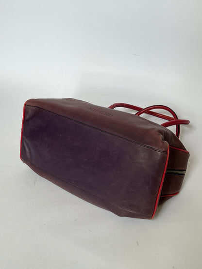 Miu Miu Leather Shoulder Bag with Red Contrast Handles