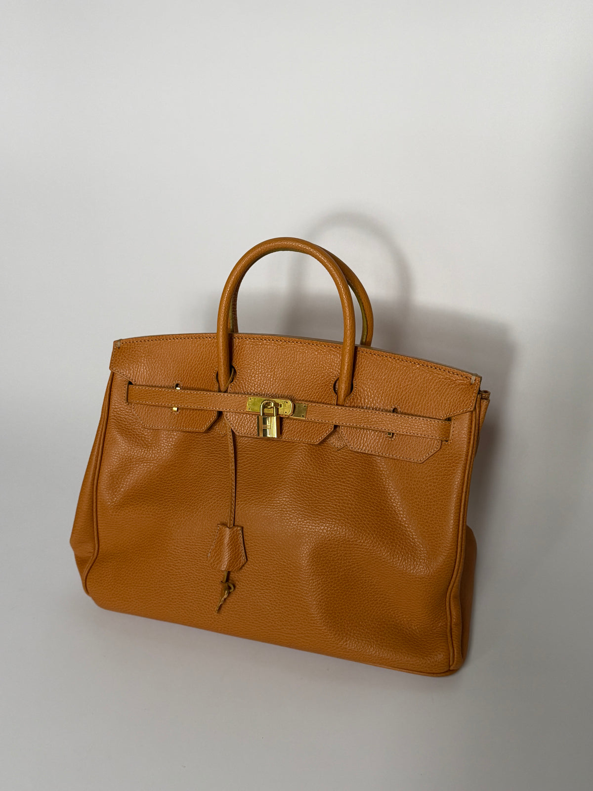 High-Class Milano Birkin-Style Camel Leather Tote Bag