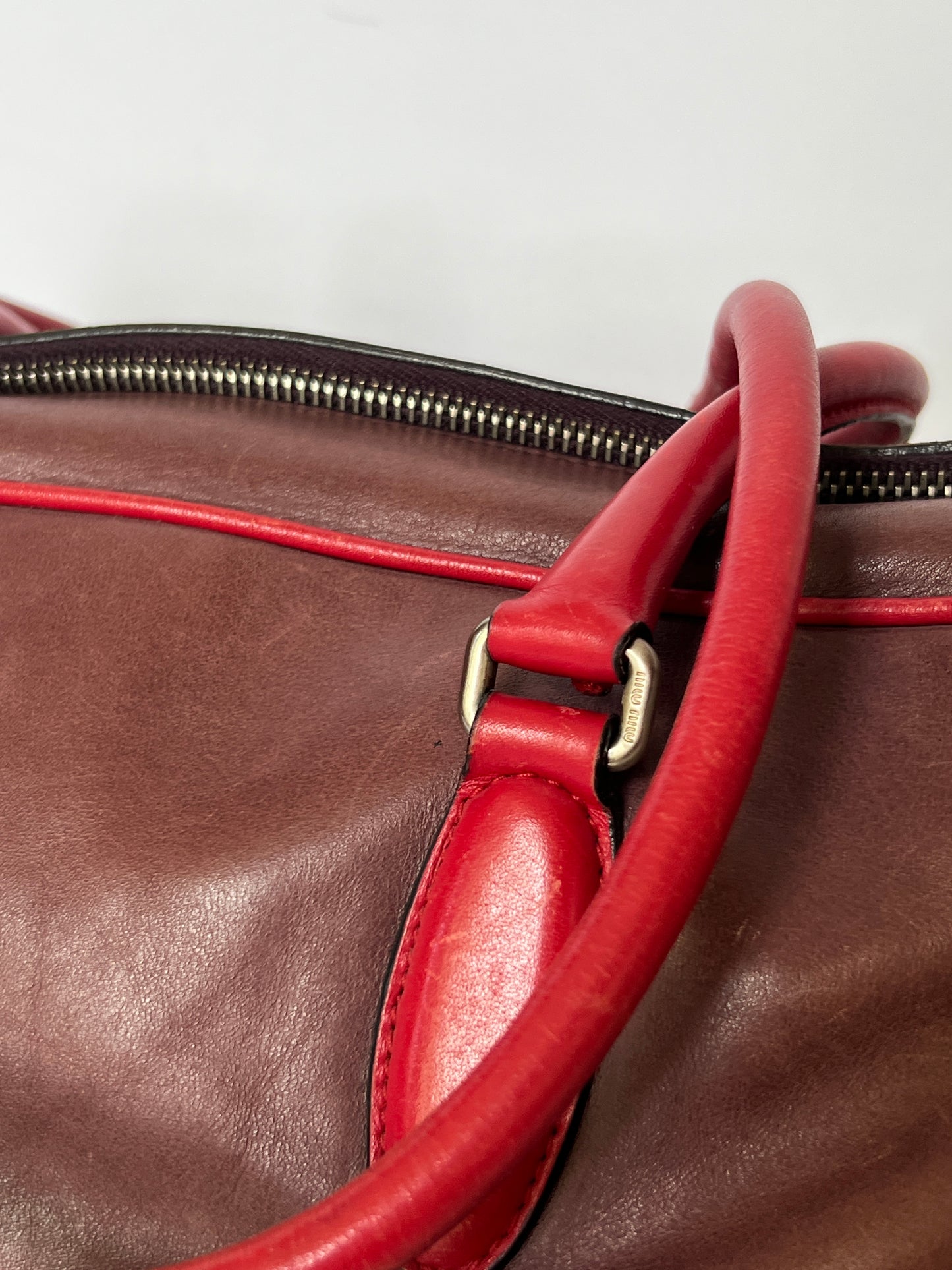 Miu Miu Leather Shoulder Bag with Red Contrast Handles