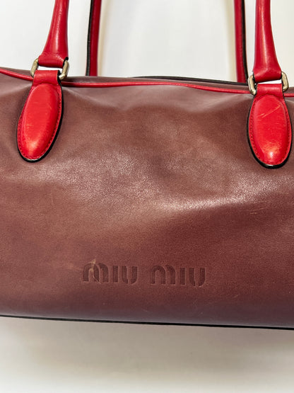 Miu Miu Leather Shoulder Bag with Red Contrast Handles