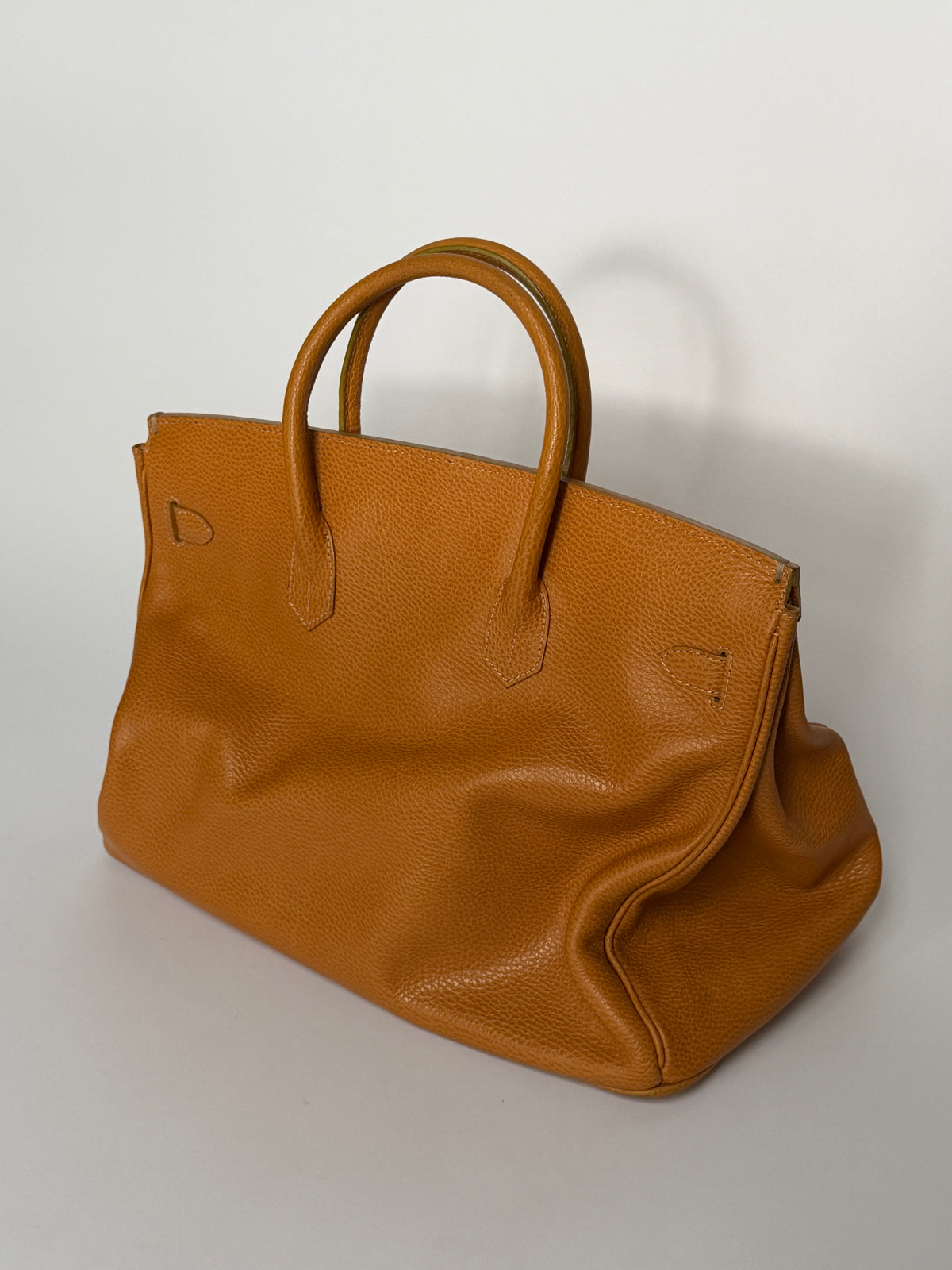 High-Class Milano Birkin-Style Camel Leather Tote Bag